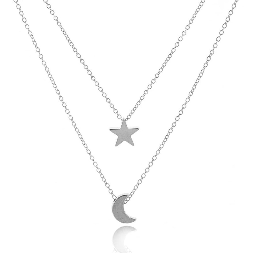 NWT Silver Moon and Star Pendant Necklace